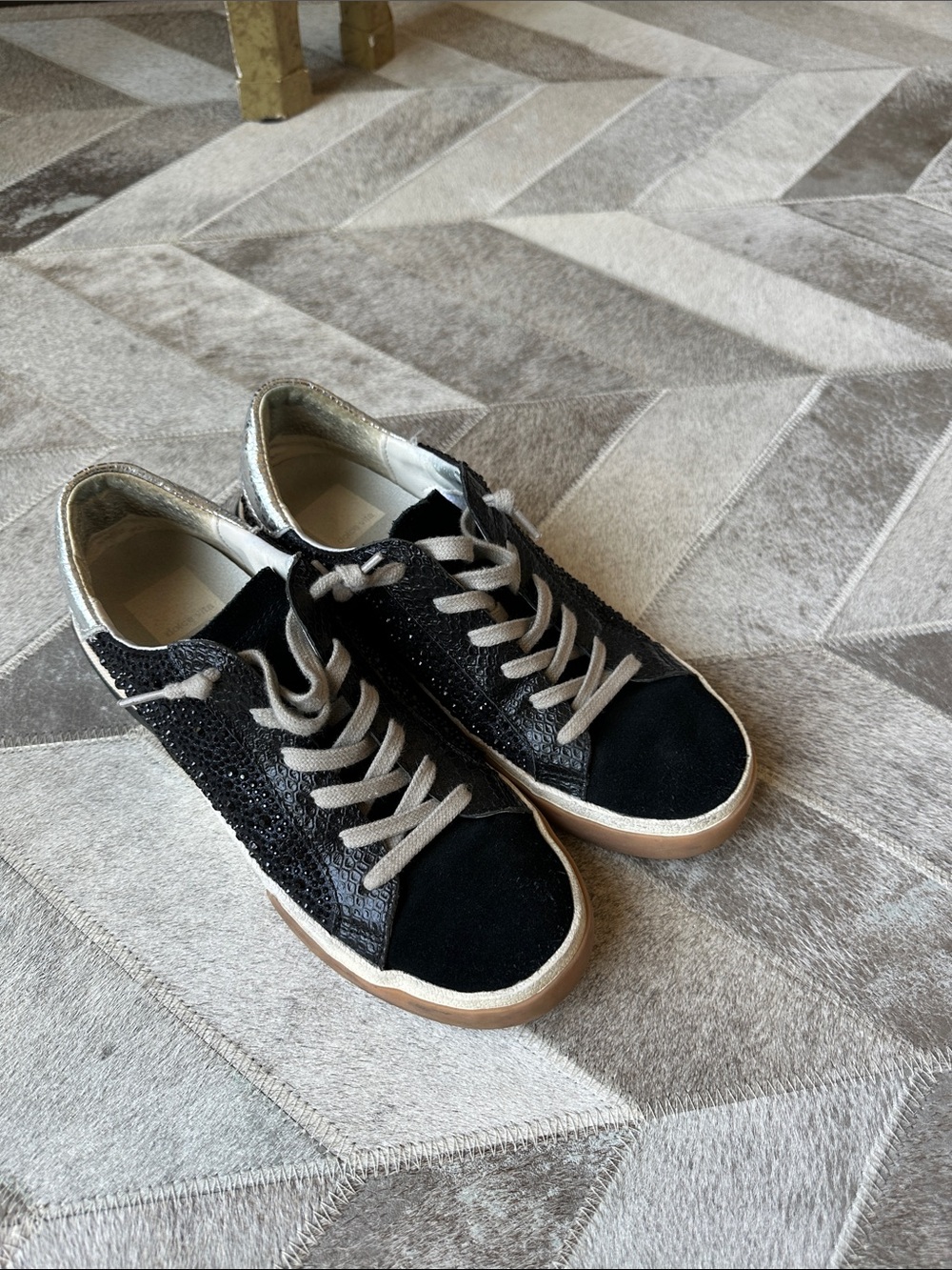 Dolce Vita Black and Silver Low-Top Sneakers